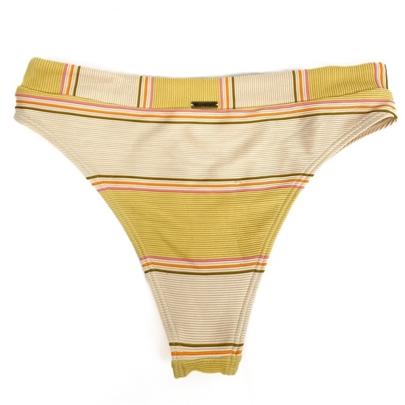 Billabong Tanlines Maui Rider Ribbed Striped Triangle Bikini Set, Pineapple - M - Picture 7 of 9
